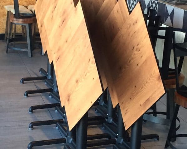 Compact Laminate table tops on folding table base at Zambrero restaurants