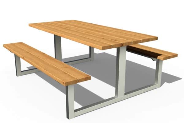 Wright Picnic bench with galvanised frame on blackbutt timber.