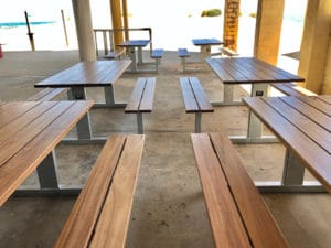 Wright picnic benches for outdoor use.