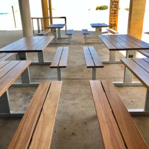 Wright picnic benches for outdoor use.