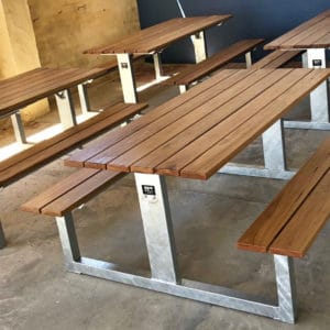 Wright Picnic bench with galvanised frame and Blackbutt timber