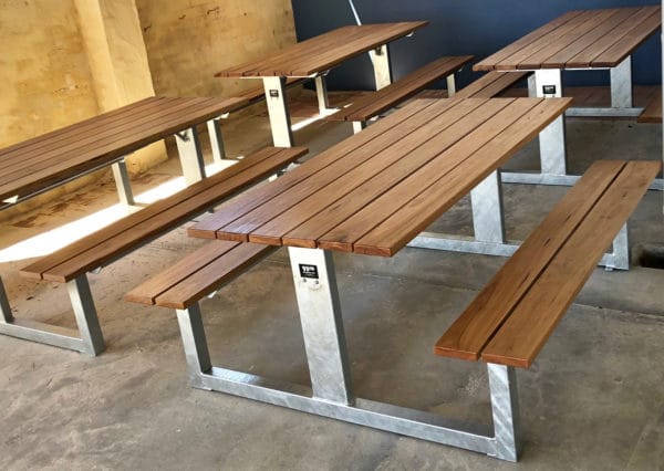 Wright Picnic bench with galvanised frame and Blackbutt timber