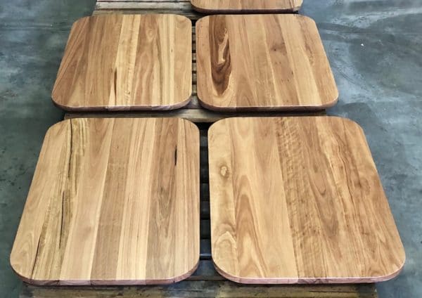 Custom made Blackbutt hardwood table tops for restaurants