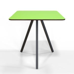 Kitty square restaurant tables with 70x70cm compact laminate table tops.