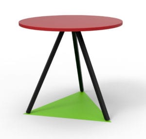 Stable cafe tables with 3 legs.