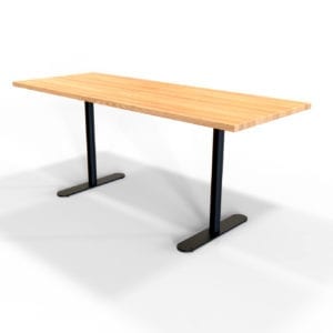 Discus twin base with solid timber table top.