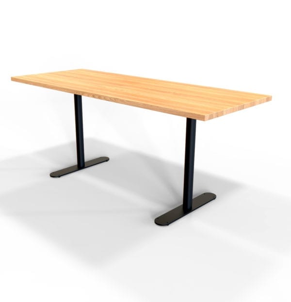 Discus twin base with solid timber table top.