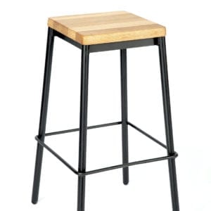 Pitts bar stool with steel frame and hardwood seating
