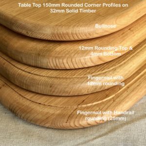 Wooden table tops rounded corner finishes