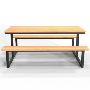 Wright Indoor Picnic Table with solid timber table top.