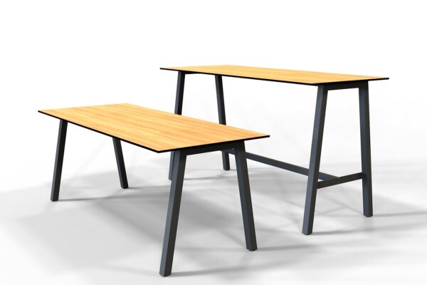 Hudson Bar and Dining tables, with 13mm compact laminate table tops.