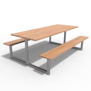 Wright Picnic bench with galvanised frame and Blackbutt timber