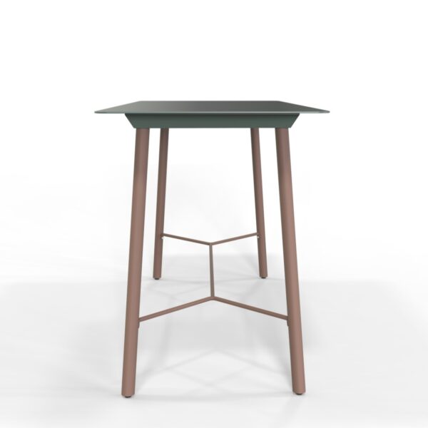 Activa Aluminium Bar Table in Brunswick green and Brown.