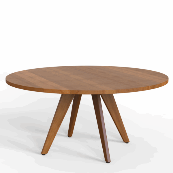 Dove 4 legged table shown in Spotted Gum timber with 1500mm round table top.
