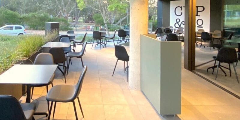 Aluminium Table tops outside in full weather. Will not warp, crack or fade.